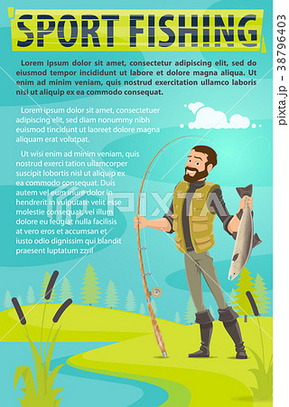 Vector fisherman sport fishing vector poster Vector fisherman sport fishing vector poster 38796403