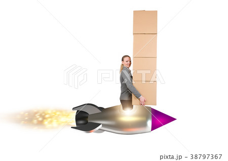 Woman in delivery service isolated on white 38797367