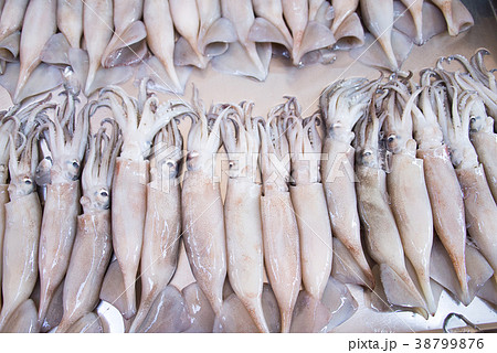 Fresh Group of Squid in The Local Market 38799876