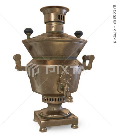 3d illustration Vintage metal copper tea samovar 38800179