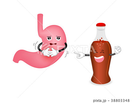 Stomach character and aerated soft drink.  38803348