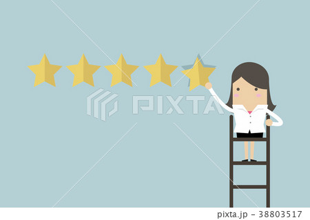 Businesswoman giving five star rating. 38803517