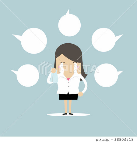 Businesswoman crying about negative comment. Businesswoman crying about negative comment. 38803518