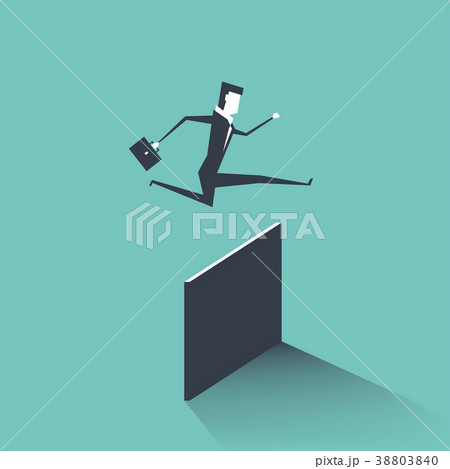 Businessman jumping over obstacle. 38803840