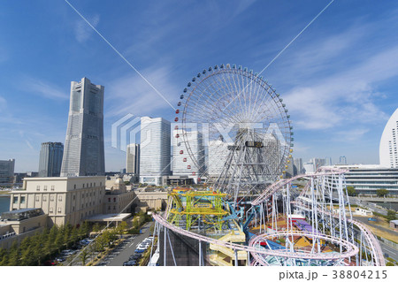 横浜風景 青空の写真素材