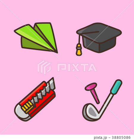 flat icons set - school objects and education items isolated on white background. 045 38805086