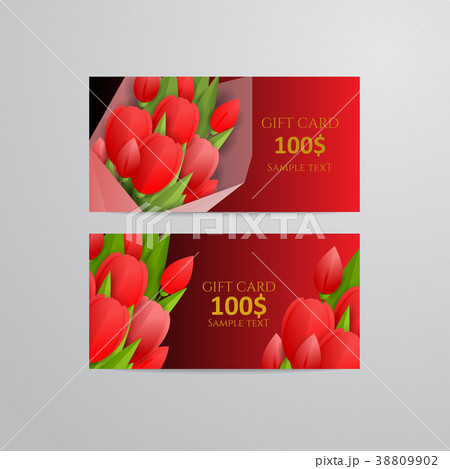Vector gift voucher template with tulip flowers. 38809902