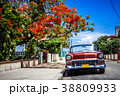 American red convertible vintage car in Cuba 38809933