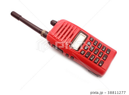Red radio communication on white background Red radio communication on white background 38811277
