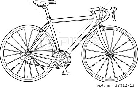 自転車モノクロイラスト ロードバイクのイラスト素材