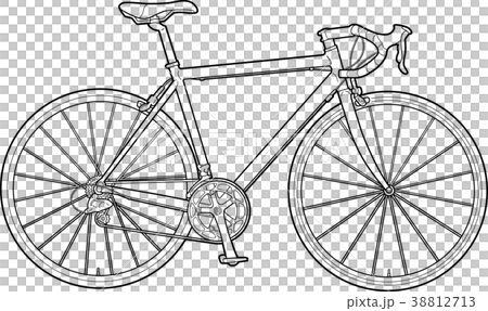 自転車モノクロイラスト ロードバイクのイラスト素材