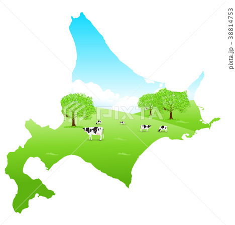 北海道　牛　地図　牧場  38814753
