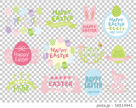 Happy Easter Logo Label Set 38814941
