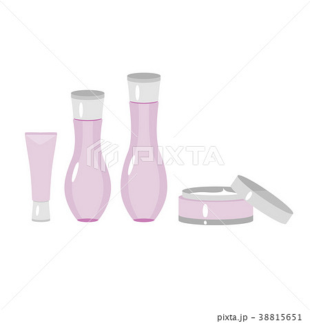 基礎化粧品の容器のイラスト 化粧水と乳液と美容液と保湿クリーム のイラスト素材