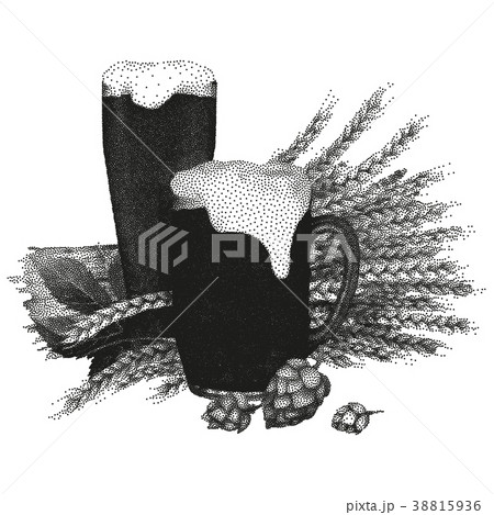 Beer design in stippling technique 38815936
