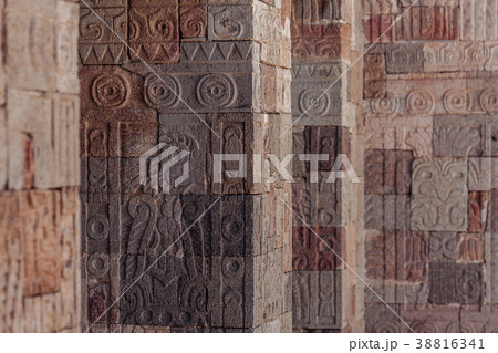 Artwork on the Pillars in Teotihuacan, Mexico 38816341