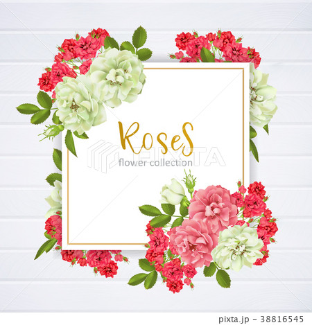 Wedding invitation with wild rose flowers Wedding invitation with wild rose flowers 38816545