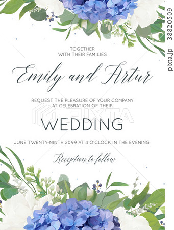 Wedding floral invite card with hydrangea flowers Wedding floral invite card with hydrangea flowers 38820509