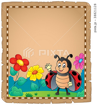 Parchment with waving ladybug Parchment with waving ladybug 38821128