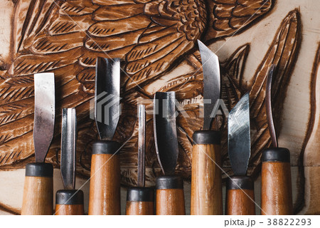 wood carving craft tools, wood engraving texture, 38822293