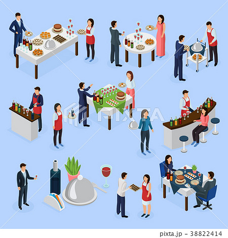 Catering Banquet Isometric Icons   38822414
