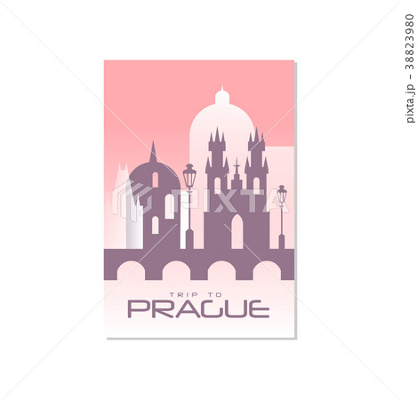 Trip to Prague, travel poster template, touristic 38823980