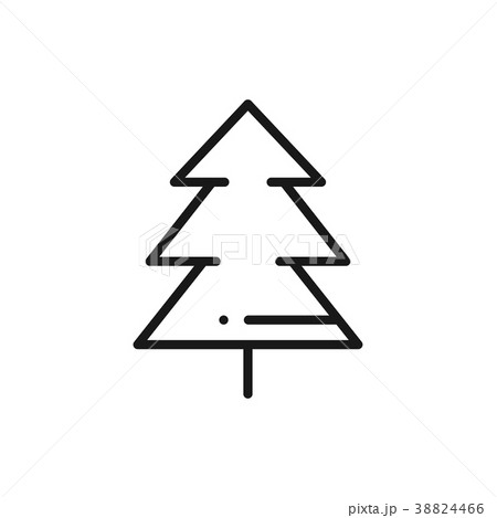 Fir Tree Line Icon. Spruce Forest. Hiking Sign and 38824466