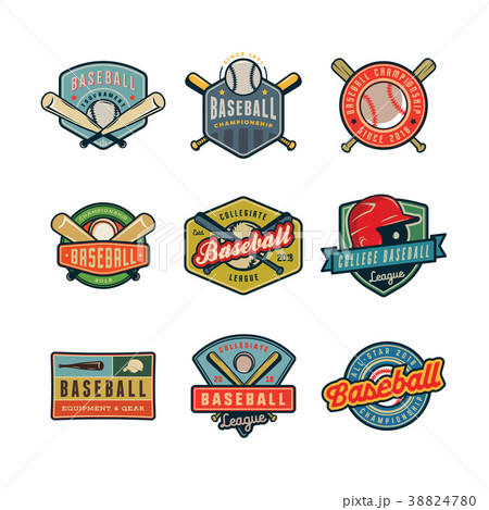 set of vintage baseball logos. vector illustrationのイラスト素材 