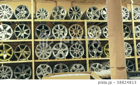 Alloy wheels in the store on the shelves. The 38824813