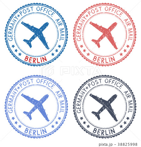 Postal Stamps With Berlin Title Round Coloredのイラスト素材