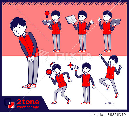 2tone type Store staff red uniform men_set 05 2tone type Store staff red uniform men_set 05 38826359