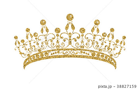 Glittering Diadem Golden Tiara Isolated On Whiteのイラスト素材