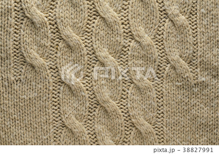 Knitted Cloth Texture with Cable Knits Pattern Knitted Cloth Texture with Cable Knits Pattern 38827991