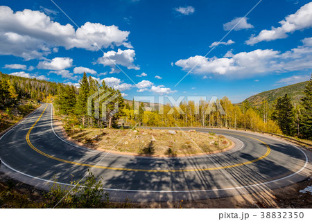 Hairpin turn at autumn in Colorado, USA. Hairpin turn at autumn in Colorado, USA. 38832350