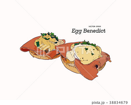 Egg Benedict, breakfast hand draw sketch vector. 38834679