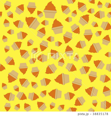 Yellow orange cream cupcake seamless pattern 38835178