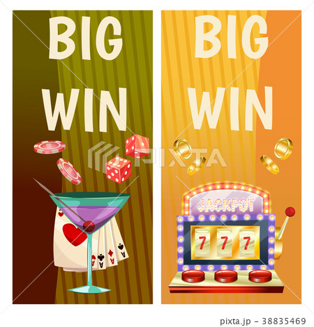 Vector flat banners with casino icons. Big win Vector flat banners with casino icons. Big win 38835469
