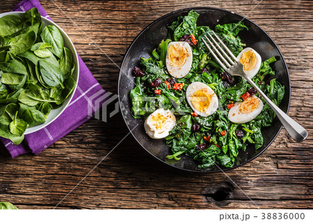 Spinach Salad. Fresh spinach salad with eggs. 38836000