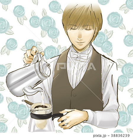 コーヒーマスター　バリスタ　イケメン　コーヒー　スタッフ　男性　制服　喫茶店　カフェ 38836239