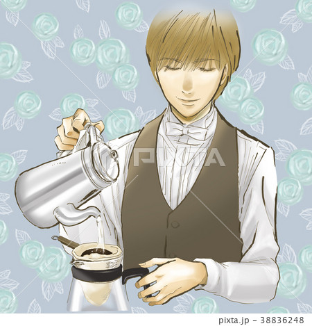 コーヒーマスター　バリスタ　イケメン　コーヒー　スタッフ　男性　制服　喫茶店　カフェ 38836248