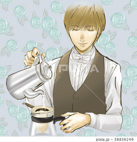コーヒーマスター　バリスタ　イケメン　コーヒー　スタッフ　男性　制服　喫茶店　カフェ 38836249