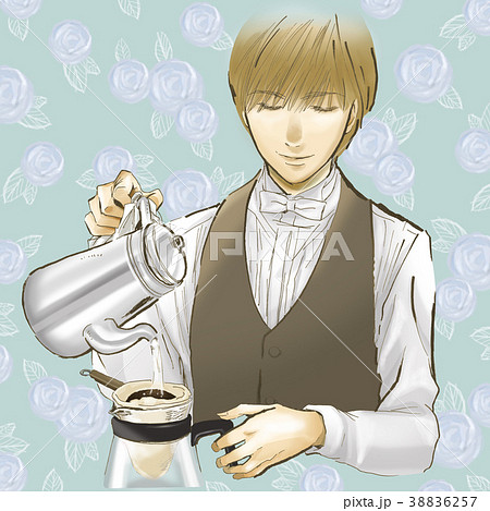 コーヒーマスター　バリスタ　イケメン　コーヒー　スタッフ　男性　制服　喫茶店　カフェ 38836257