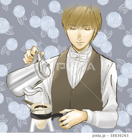 コーヒーマスター　バリスタ　イケメン　コーヒー　スタッフ　男性　制服　喫茶店　カフェ 38836263