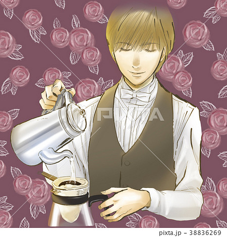 コーヒーマスター　バリスタ　イケメン　コーヒー　スタッフ　男性　制服　喫茶店　カフェ 38836269