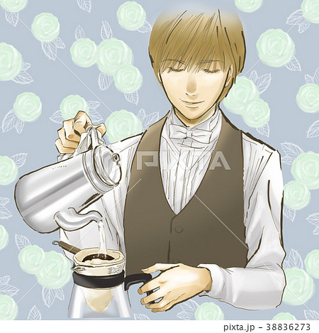コーヒーマスター　バリスタ　イケメン　コーヒー　スタッフ　男性　制服　喫茶店　カフェ 38836273