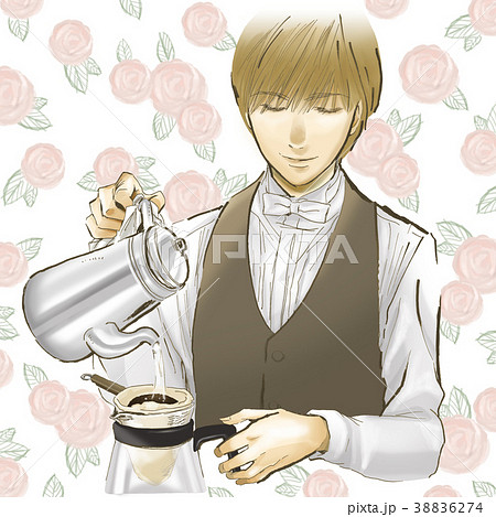 コーヒーマスター　バリスタ　イケメン　コーヒー　スタッフ　男性　制服　喫茶店　カフェ 38836274