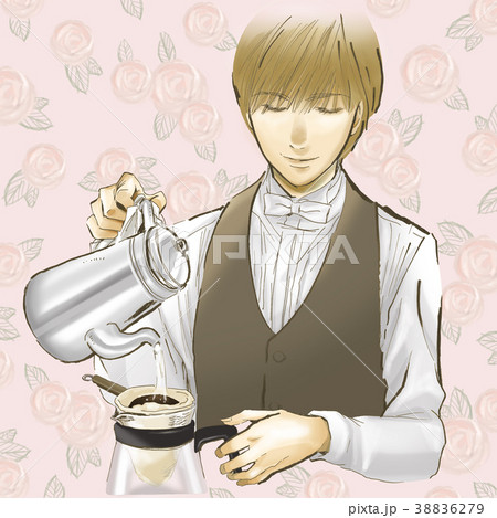 コーヒーマスター　バリスタ　イケメン　コーヒー　スタッフ　男性　制服　喫茶店　カフェ 38836279
