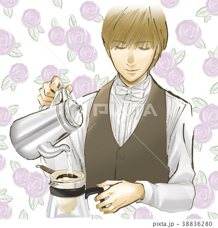 コーヒーマスター　バリスタ　イケメン　コーヒー　スタッフ　男性　制服　喫茶店　カフェ 38836280