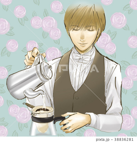 コーヒーマスター　バリスタ　イケメン　コーヒー　スタッフ　男性　制服　喫茶店　カフェ 38836281