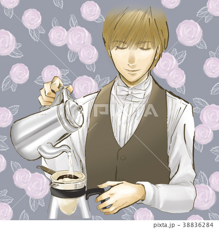 コーヒーマスター　バリスタ　イケメン　コーヒー　スタッフ　男性　制服　喫茶店　カフェ 38836284